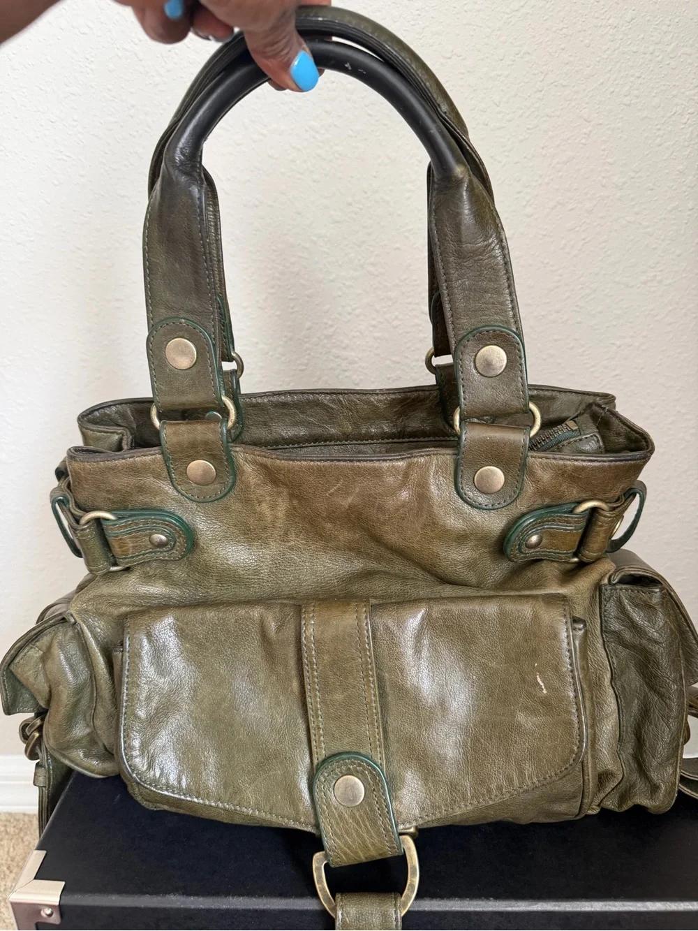 Kooba Vintage Distressed Leather Satchel Bag